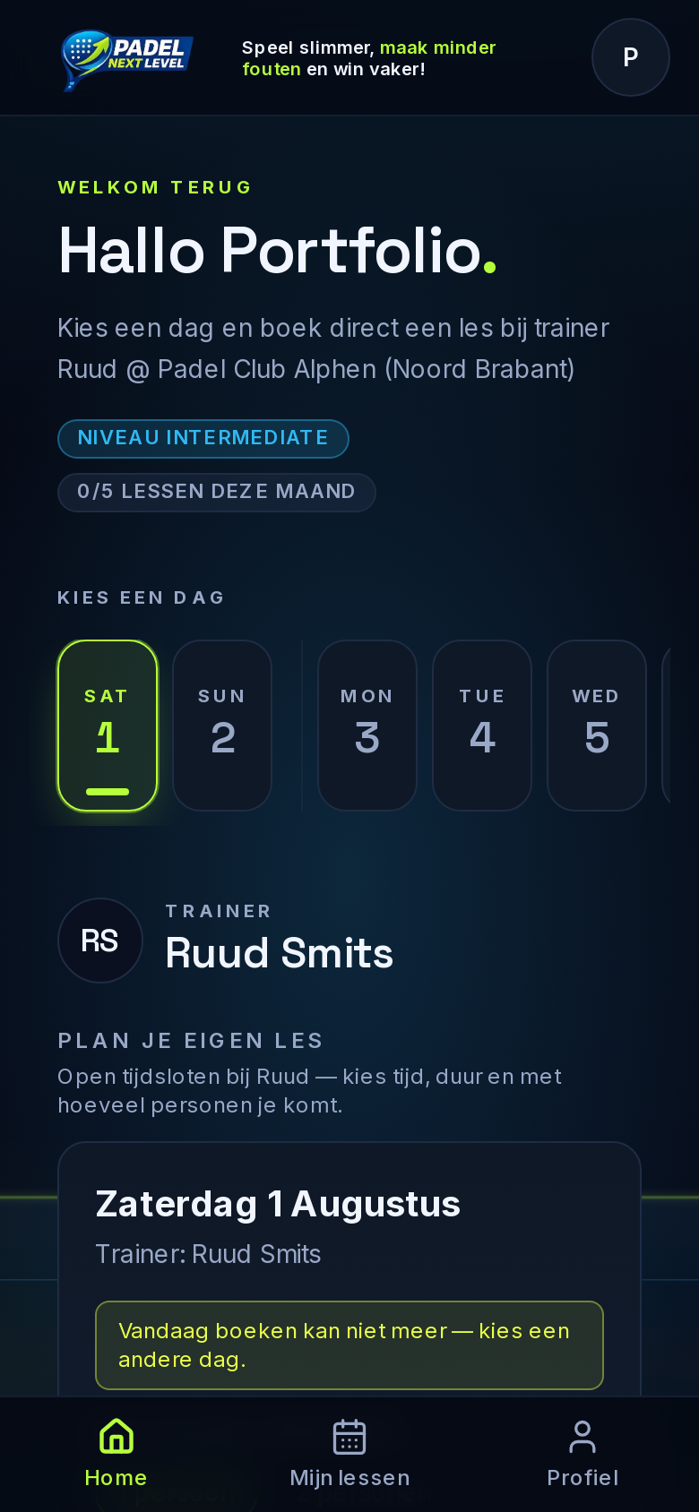 Padel-cursist