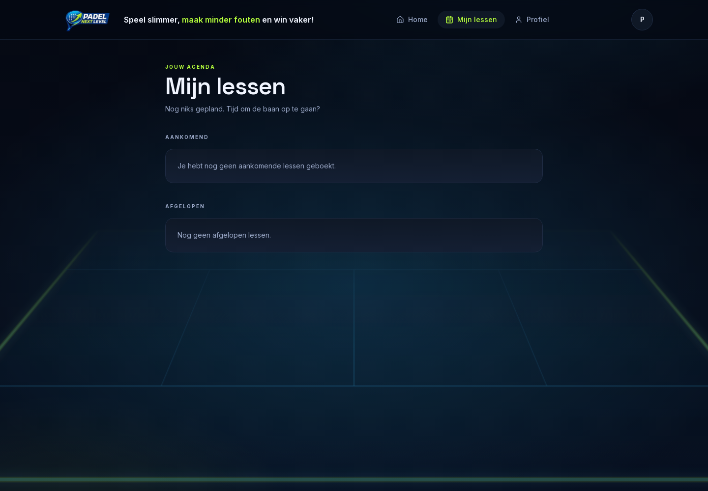 Overzicht van lessen van de leerling op desktop