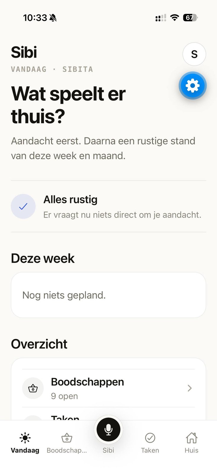 Vandaag-scherm: wat speelt er thuis