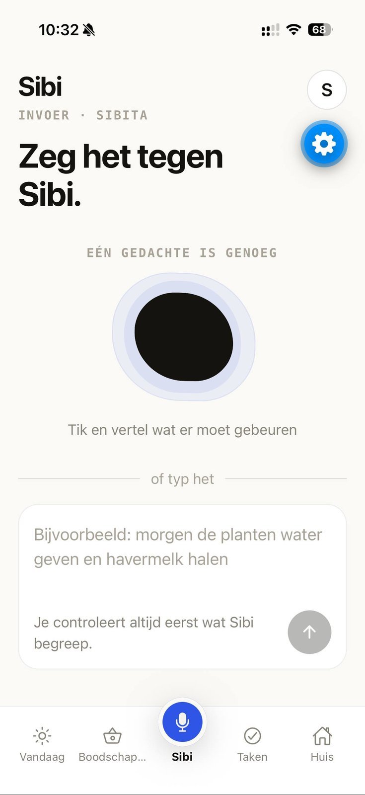 Sibi-interface voor het vastleggen van huishoudelijke zaken